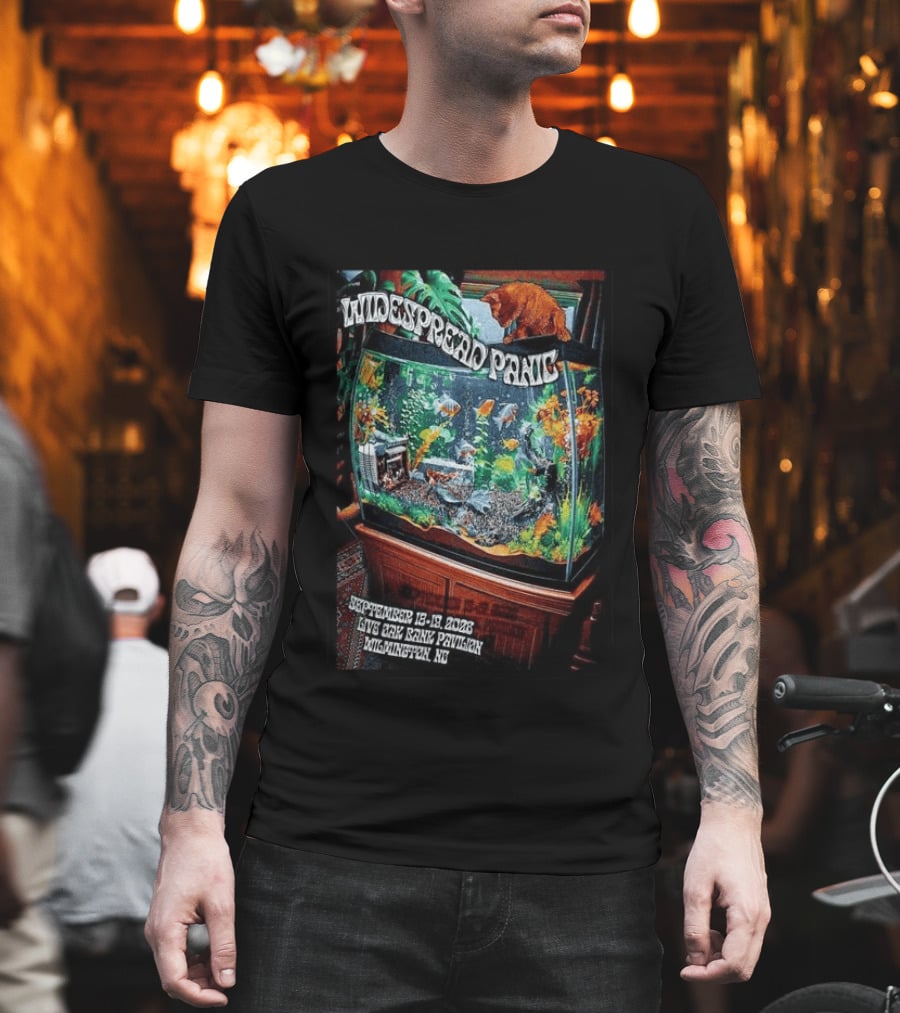 Widespread Panic Live Oak Bank Pavilion Sept 18 19 2026 Wilmington Tour Fish Tank Cat T-Shirt