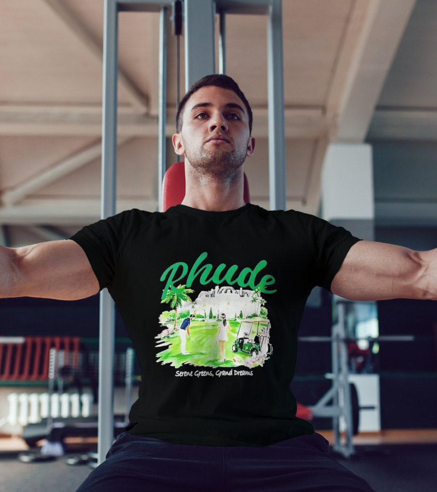 Rhude Serene Greens Grand Dreams Golf Scene Classic Polo Players And Golf Cart Mansion T-Shirt