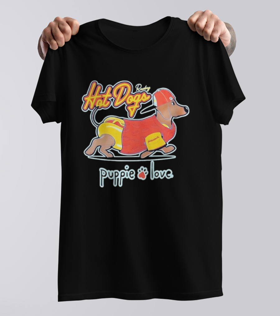 Rockin Hot Dogs Puppie Love Dachshund Dog Lover T-Shirt