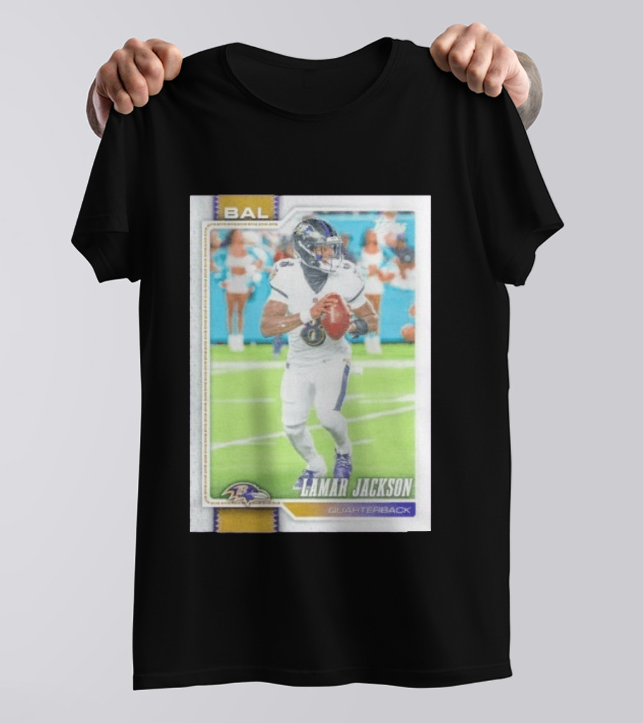 BAL Ravens Lamar Jackson No 8 Quarterback Football Card 2026 T-Shirt