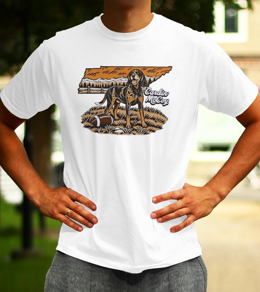 Cardin McCoy Tennessee Bluetick Coonhound Football Landscape T-Shirt