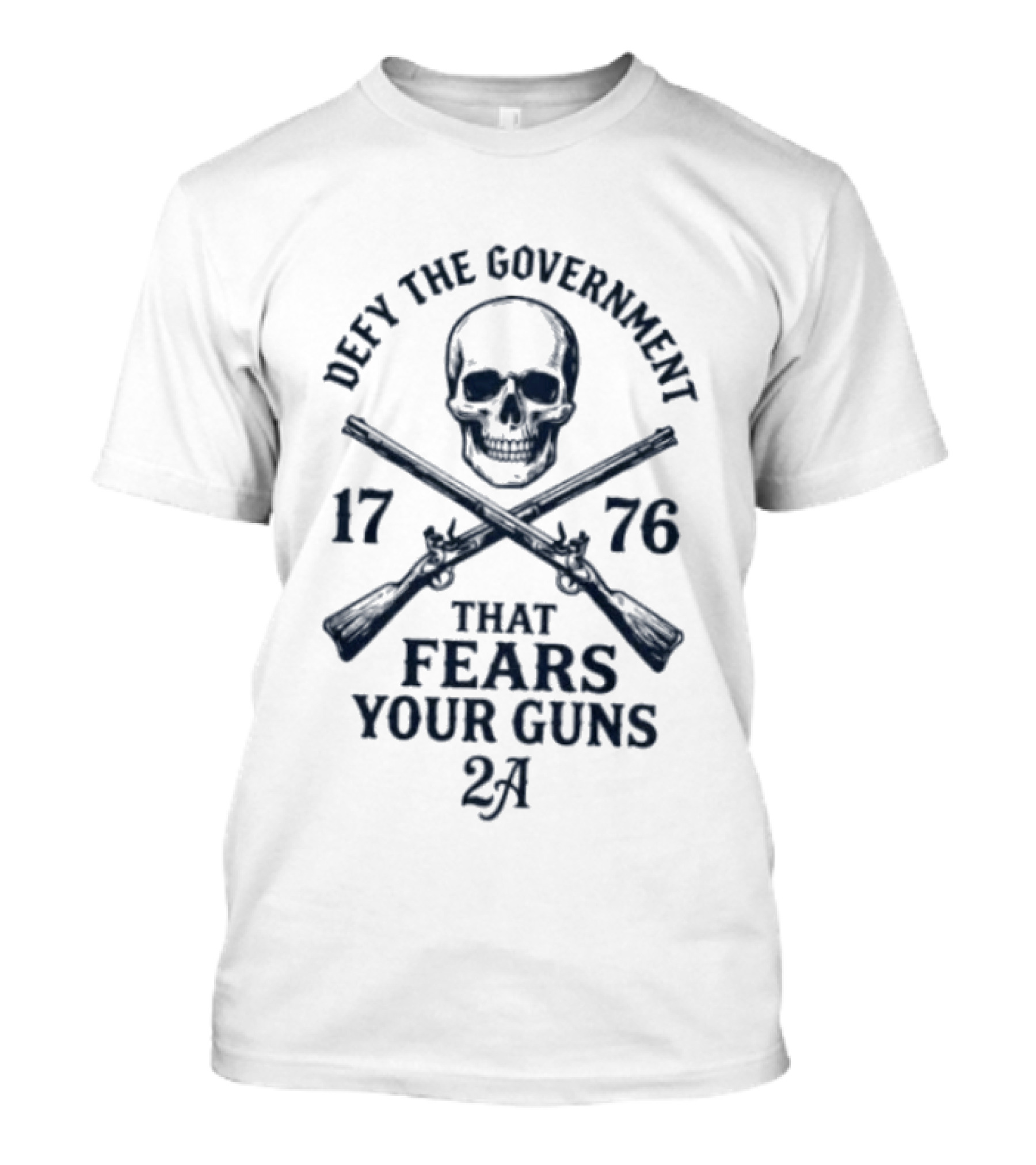 Defy The Government 1776 Skull And Crossed Guns That Fears Your Guns 2A T-Shirt