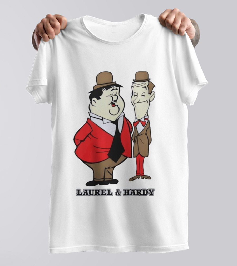 Laurel And Hardy Cartoon Style Classic Comedy T-Shirt