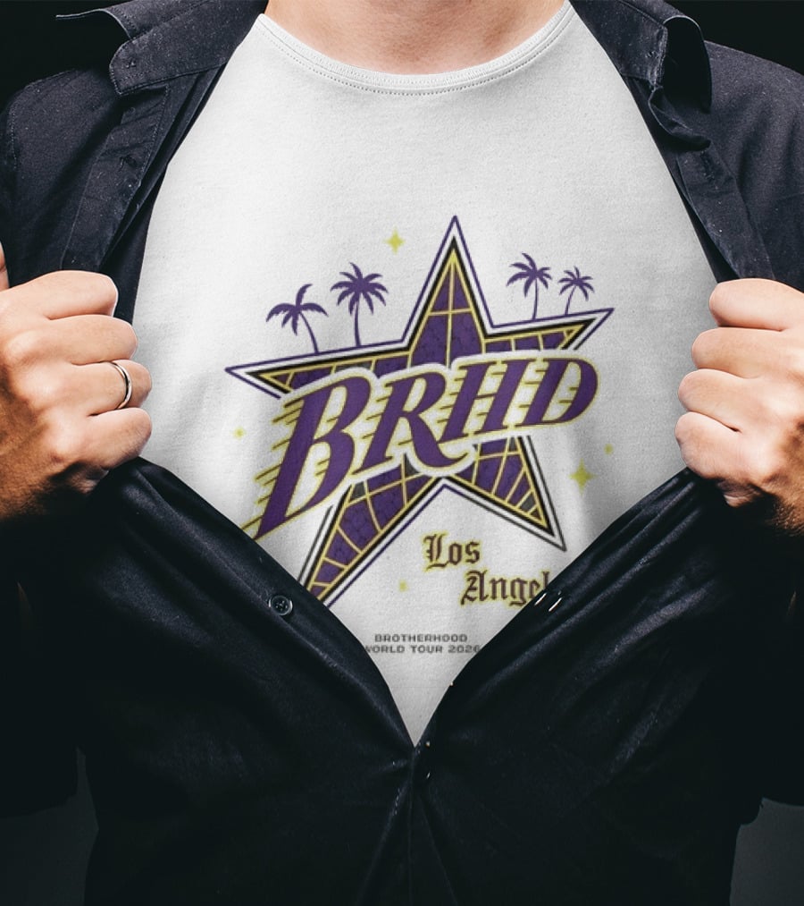 Los Angeles Brhd Brotherhood World Tour 2026 Star Palm Trees T-Shirt
