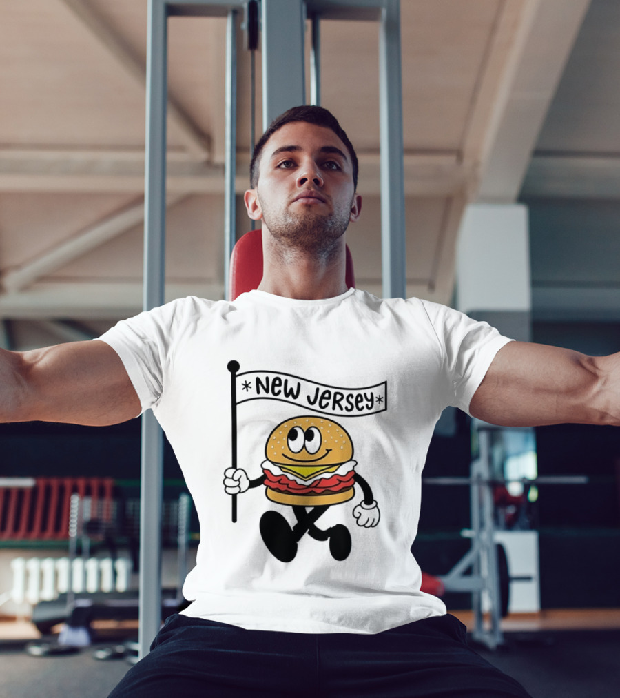 New Jersey Walking Burger Cartoon Food T-Shirt