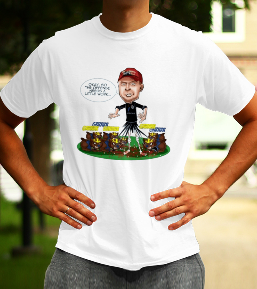 Oklahoma Football Coach Arbuckle Offense Skeleton Cartoon Needs A Little Work T-Shirt