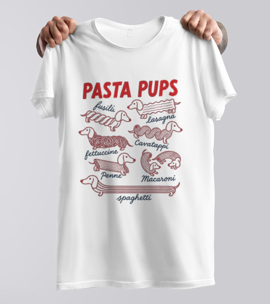 Pasta Pups Fusilli Lasagna Fettuccine Cavatappi Penne Macaroni Spaghetti Dogs T-Shirt