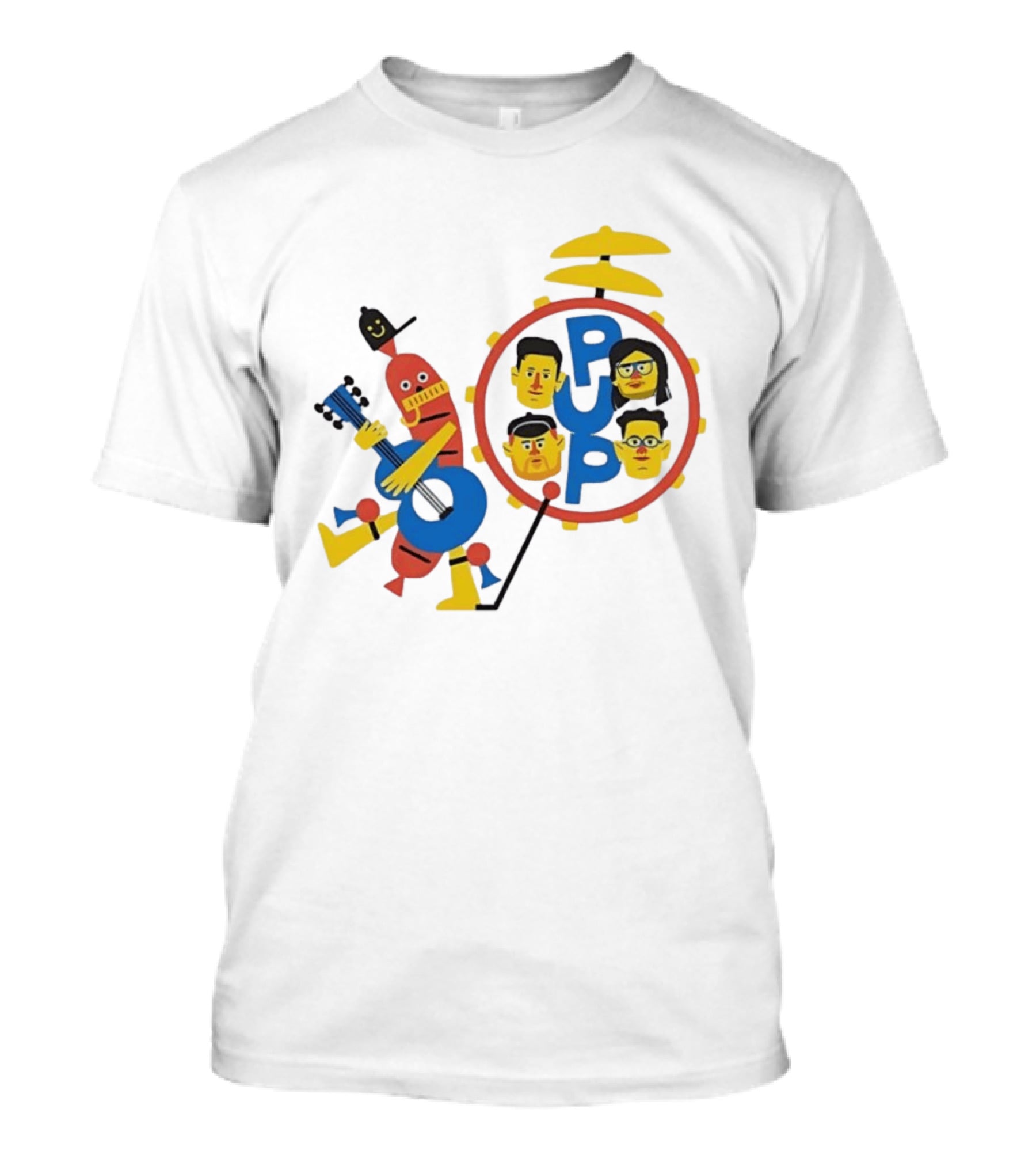 Pup Band Punk Rock Music Cartoon Characters Drums T-Shirt