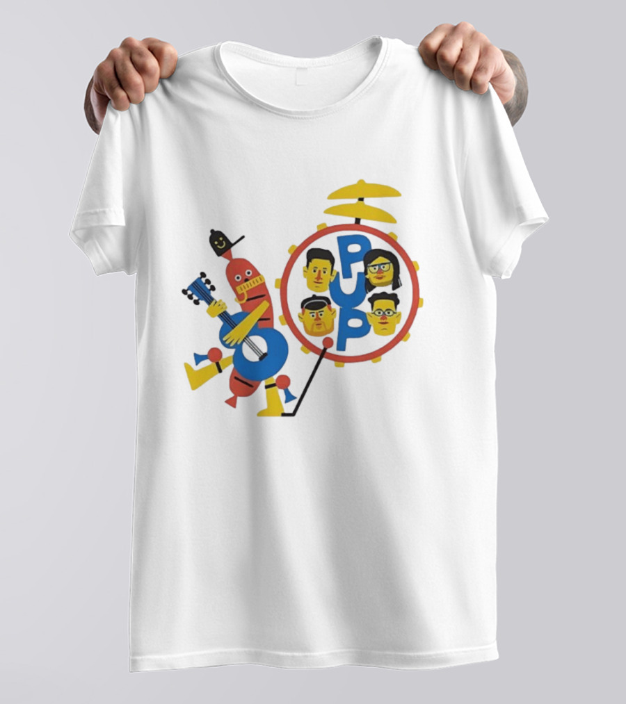 Pup Band Punk Rock Music Cartoon Characters Drums T-Shirt