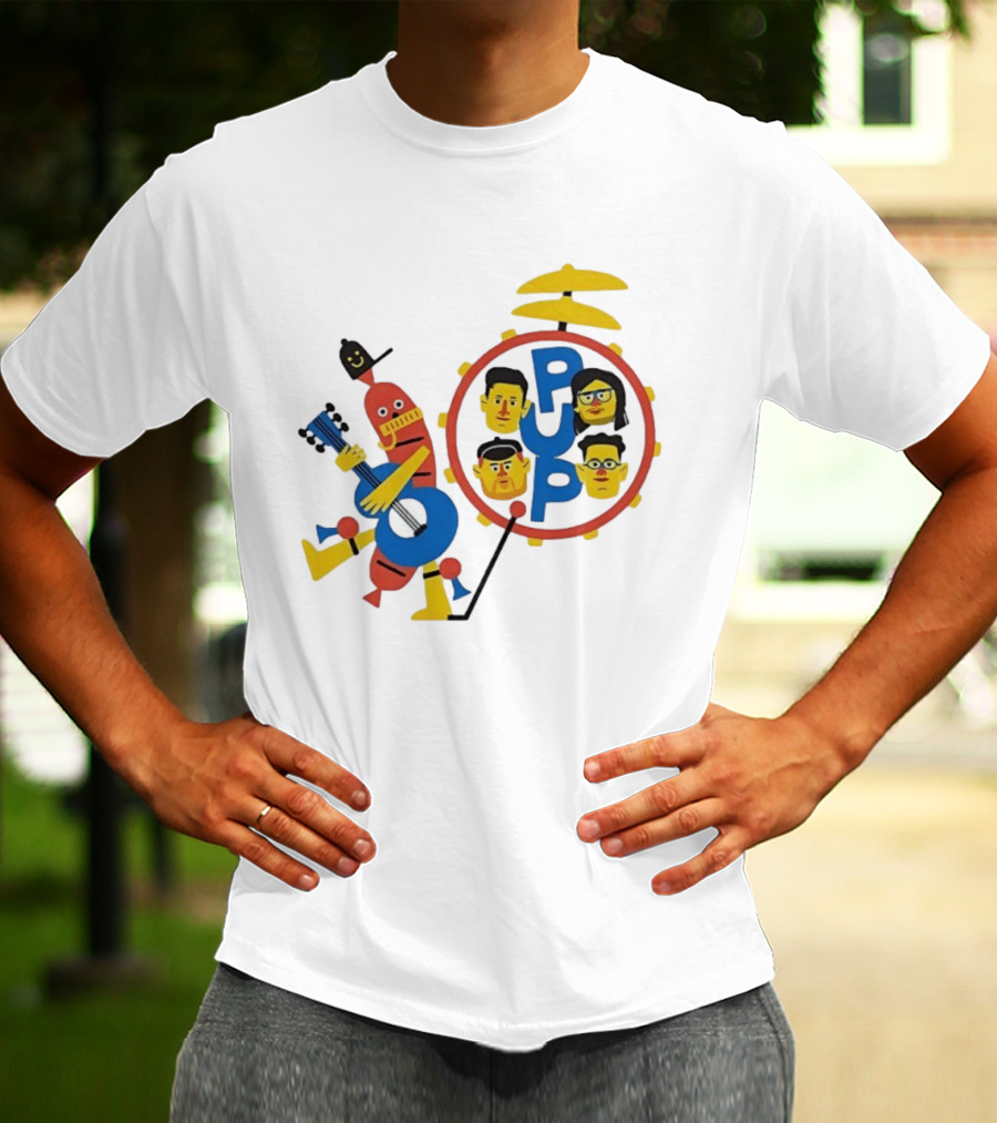 Pup Band Punk Rock Music Cartoon Characters Drums T-Shirt