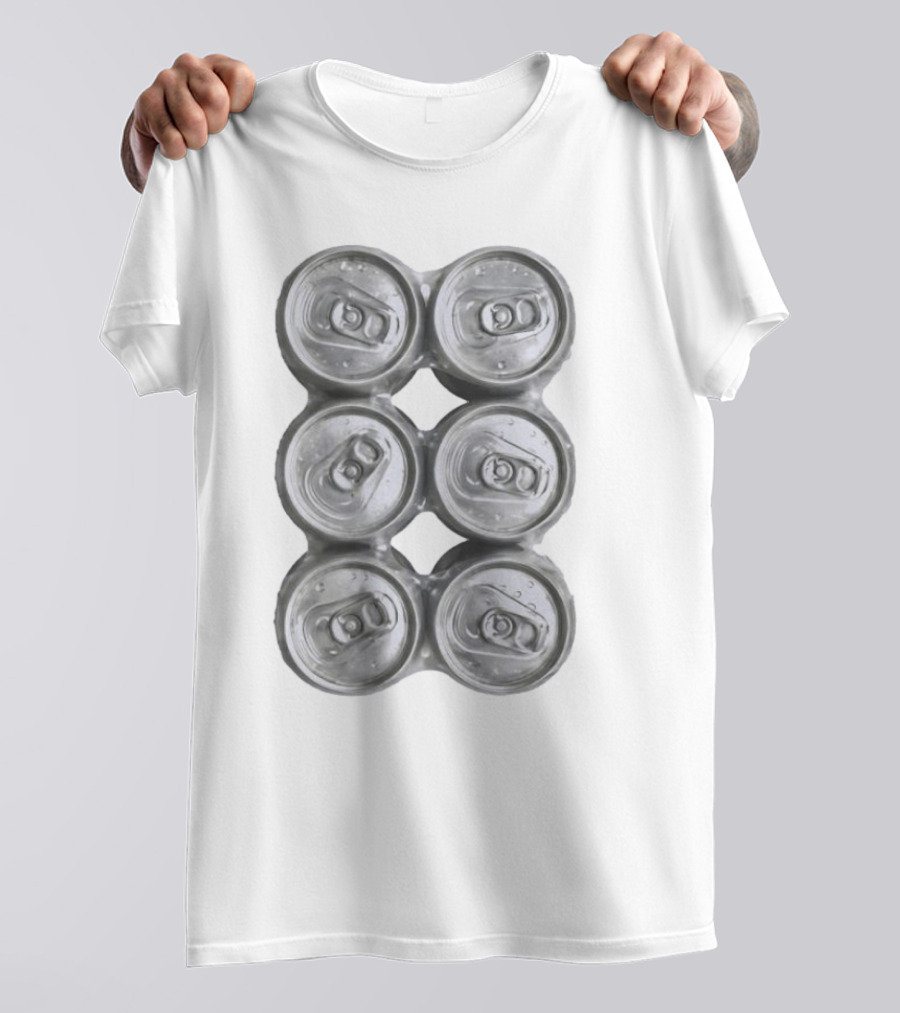 Six Pack Of Aluminum Beverage Cans Top View Realistic T-Shirt