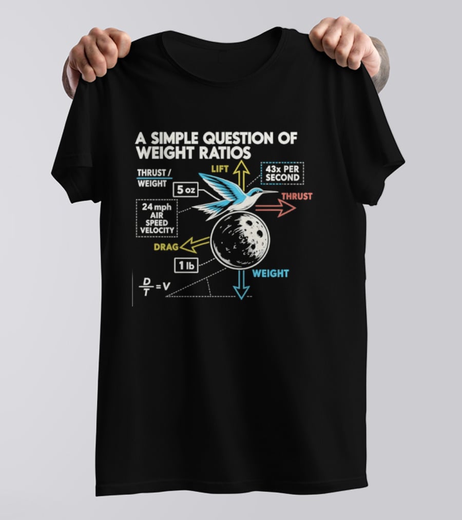 A Simple Question Of Weight Ratios Hummingbird Velocity 24 Mph Terminal Weight Ratio Formula Physics T-Shirt