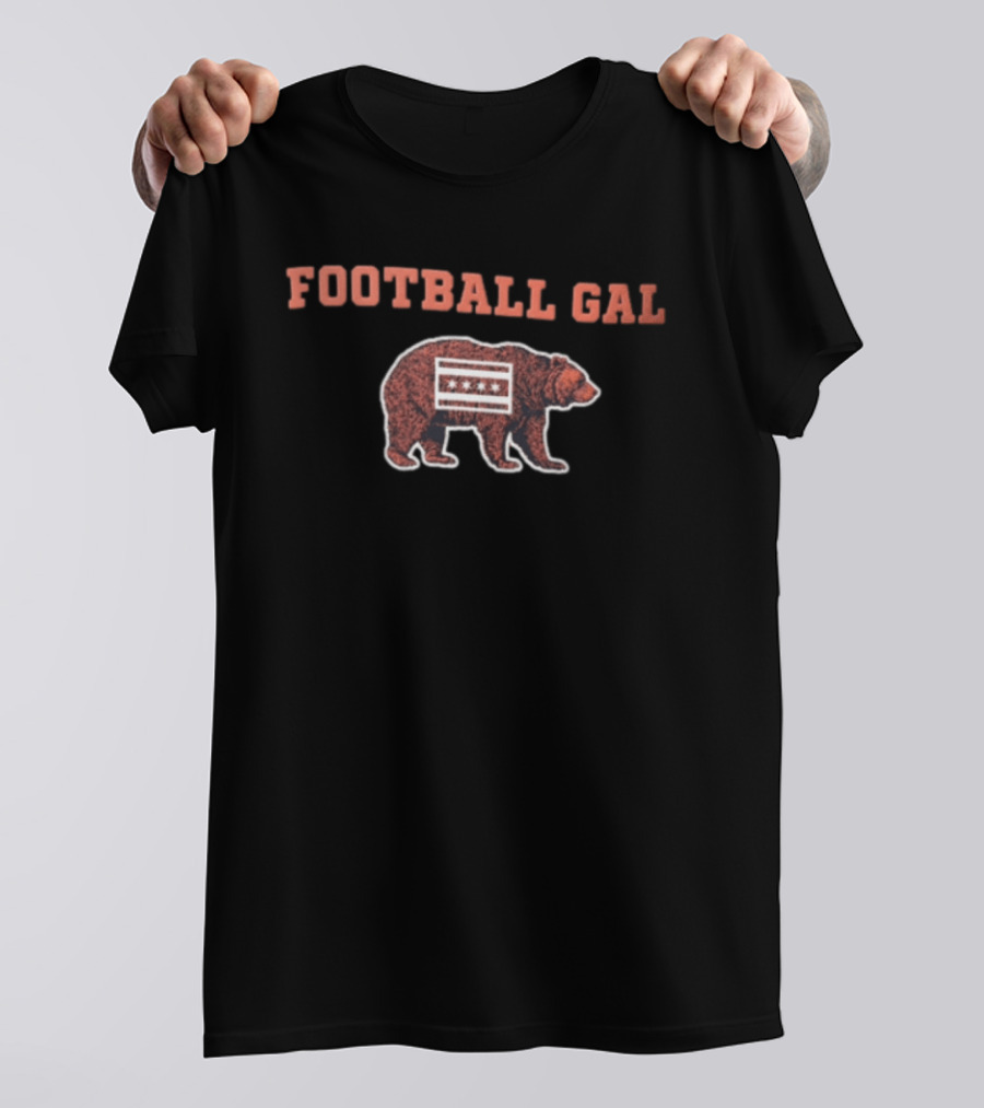 Chicago Bears Football Gal Brown Bear With Chicago Flag T-Shirt