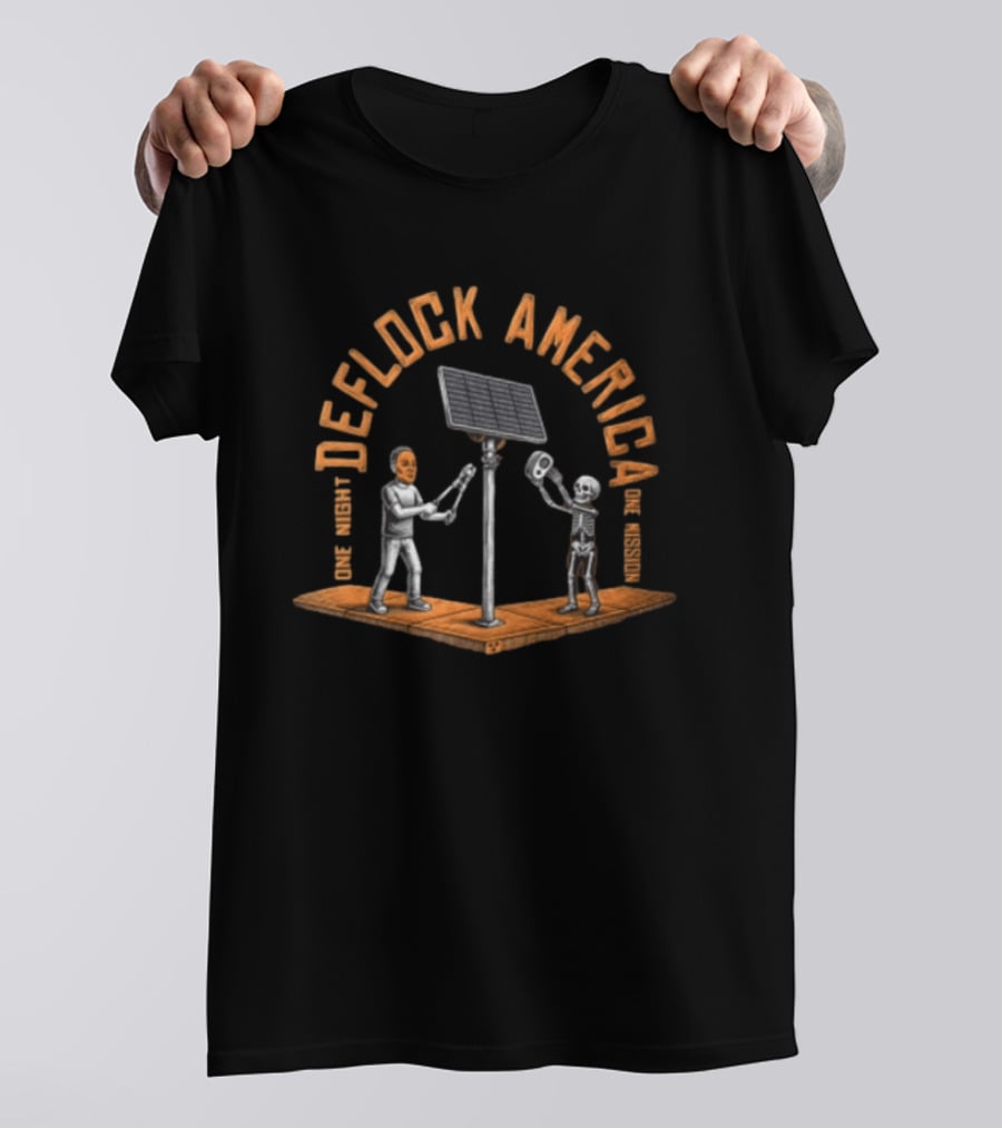 Deflock America One Night One Mission Solar Skeleton Robot T-Shirt