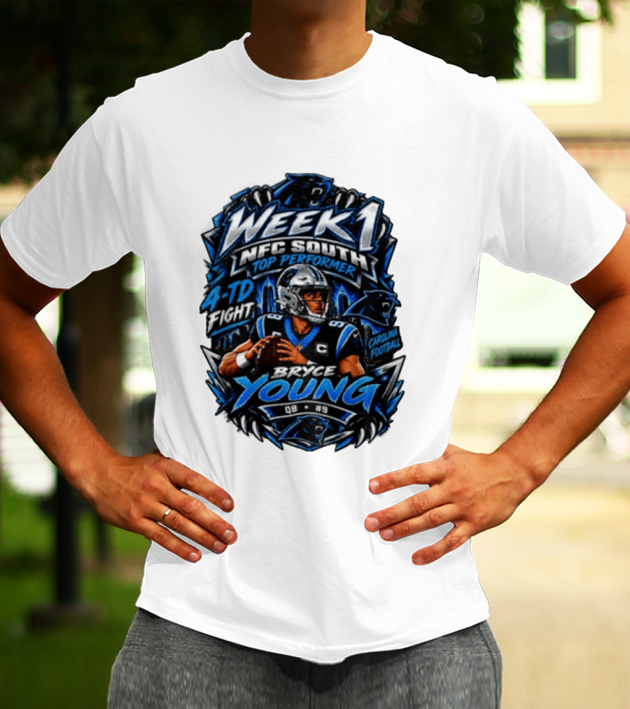 Week 1 NFC South Top Performer Bryce Young 4 TD Fight Carolina Football T-Shirt