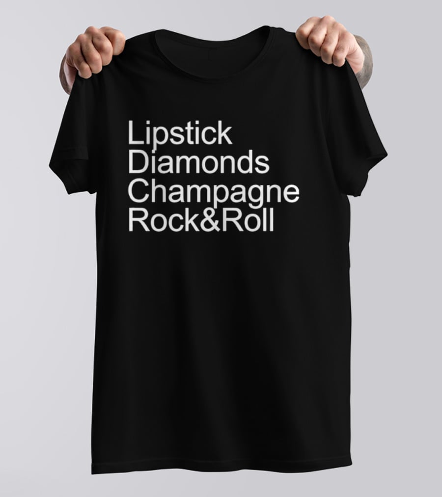 Lipstick Diamonds Champagne Rock & Roll T-Shirt