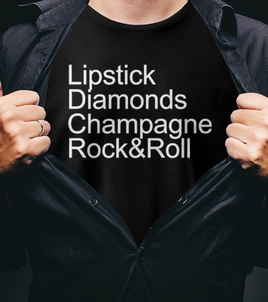 Lipstick Diamonds Champagne Rock & Roll T-Shirt