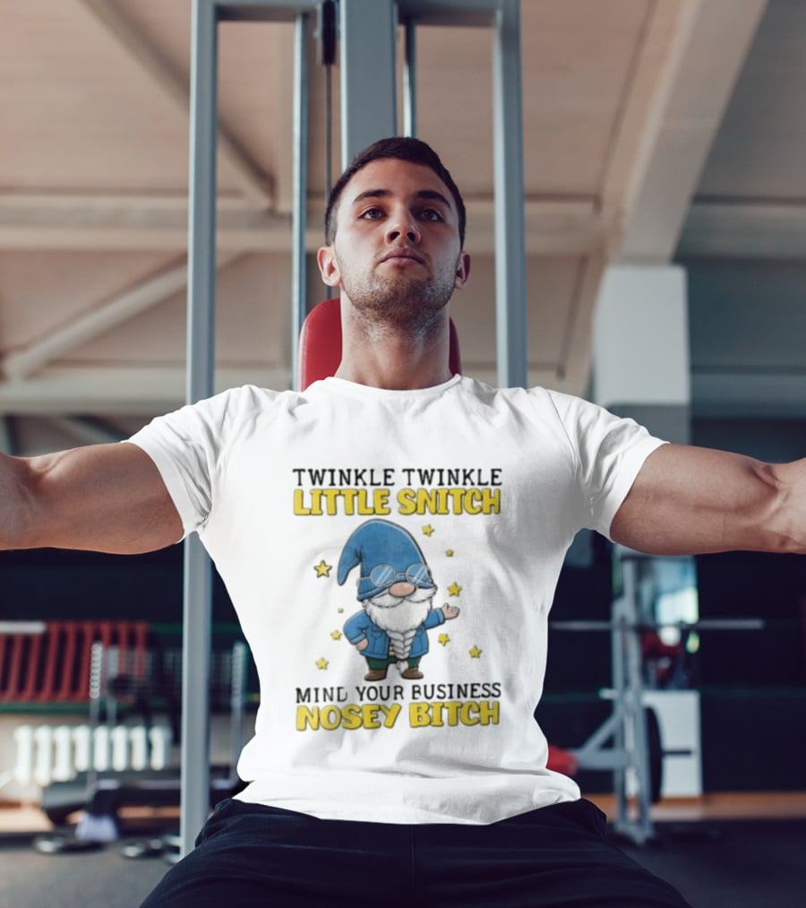 Twinkle Twinkle Little Snitch Mind Your Business Nosey Bitch Garden Gnome Blue Hat Glasses Stars T-Shirt