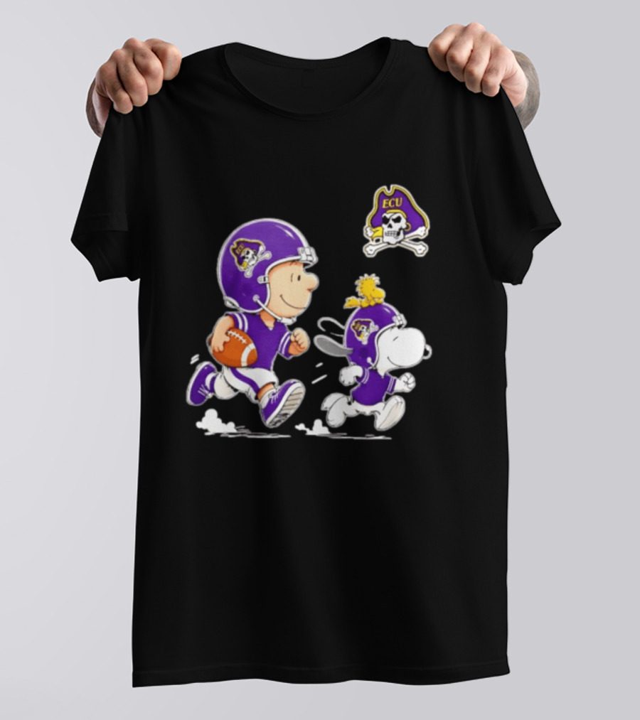 Charlie Brown Snoopy Woodstock East Carolina Pirates Football 2026 T-Shirt