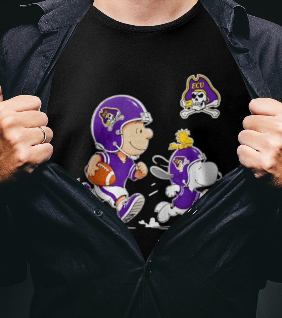 Charlie Brown Snoopy Woodstock East Carolina Pirates Football 2026 T-Shirt