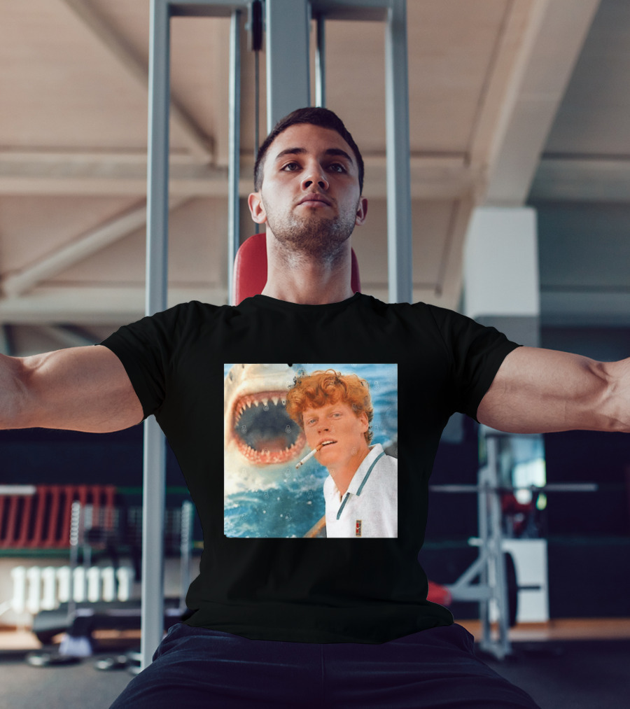 Jannik Sinner Smoking With Great White Shark Tennis Image T-Shirt