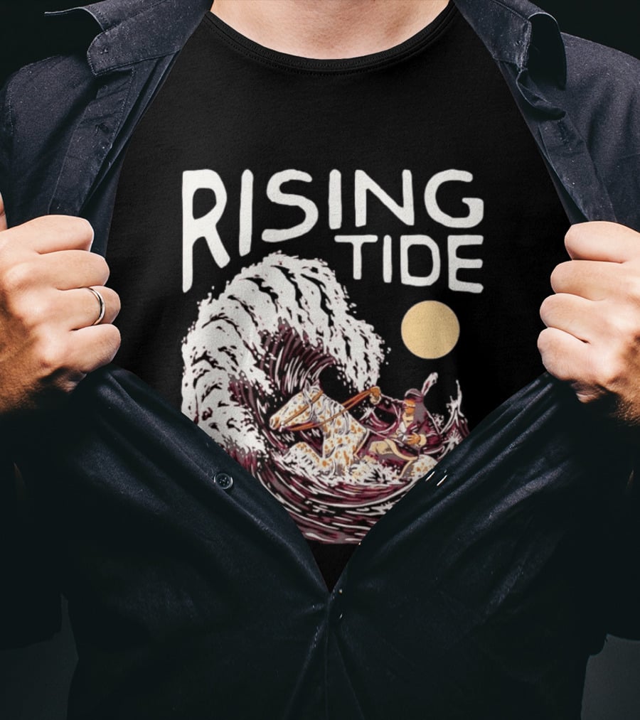 Rising Tide Surfing Horse Wave Native American Old Row T-Shirt