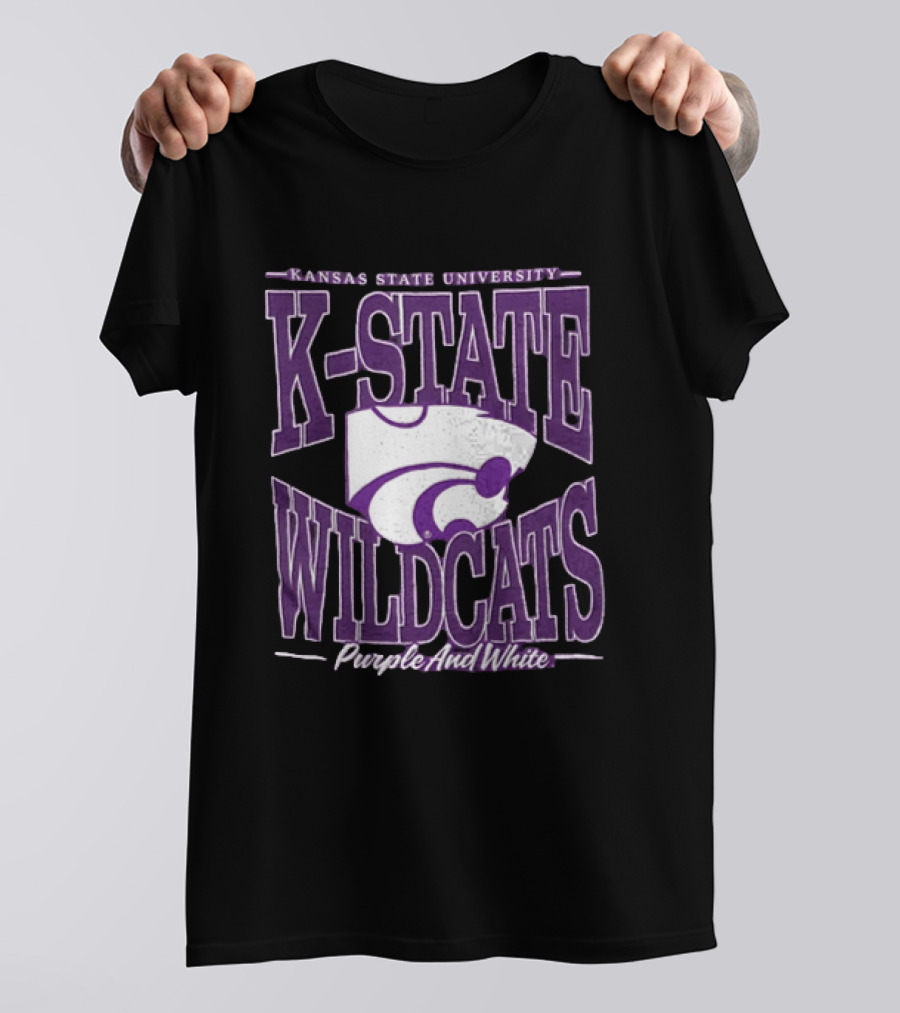 Kansas State University K State Wildcats Purple And White T-Shirt