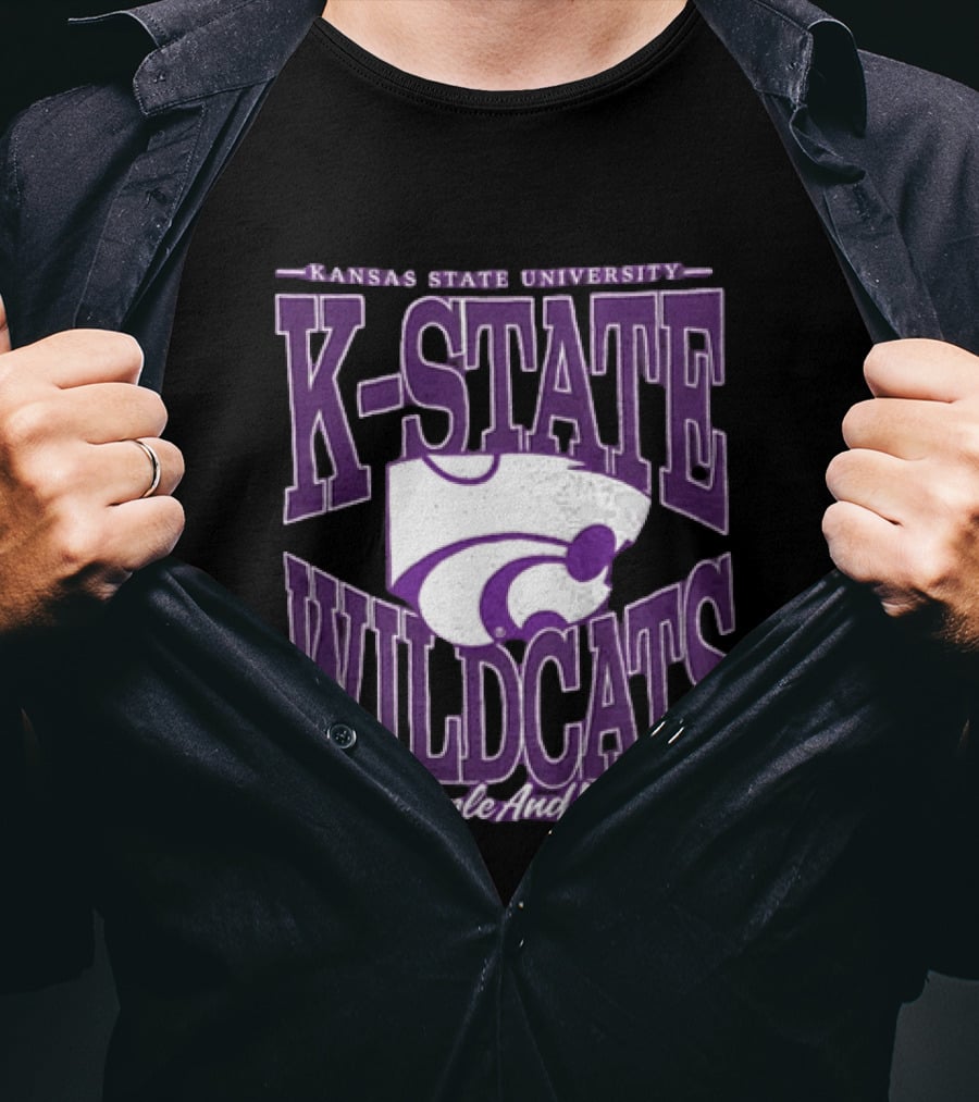 Kansas State University K State Wildcats Purple And White T-Shirt
