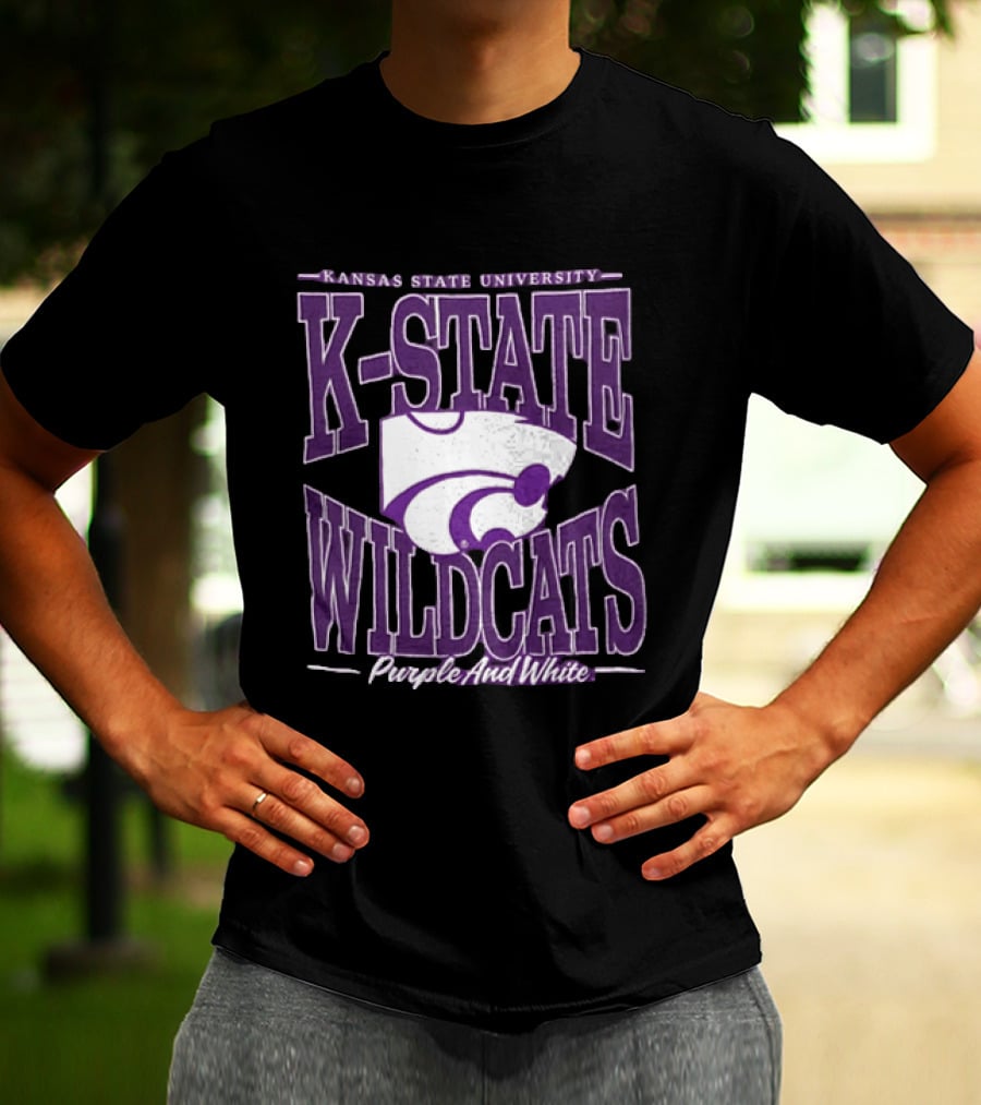 Kansas State University K State Wildcats Purple And White T-Shirt