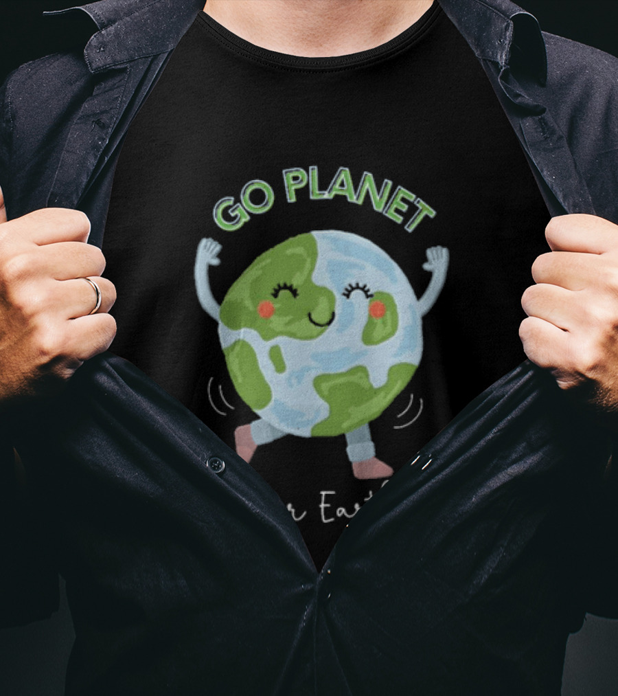 Go Planet It's Your Earth Day Teacher Cartoon Earth Celebration T-Shirt