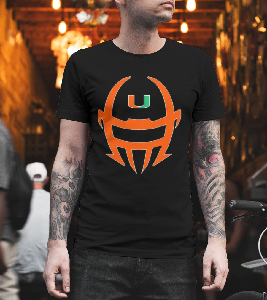 Miami Hurricanes Football Helmet Shape NCAA U T-Shirt