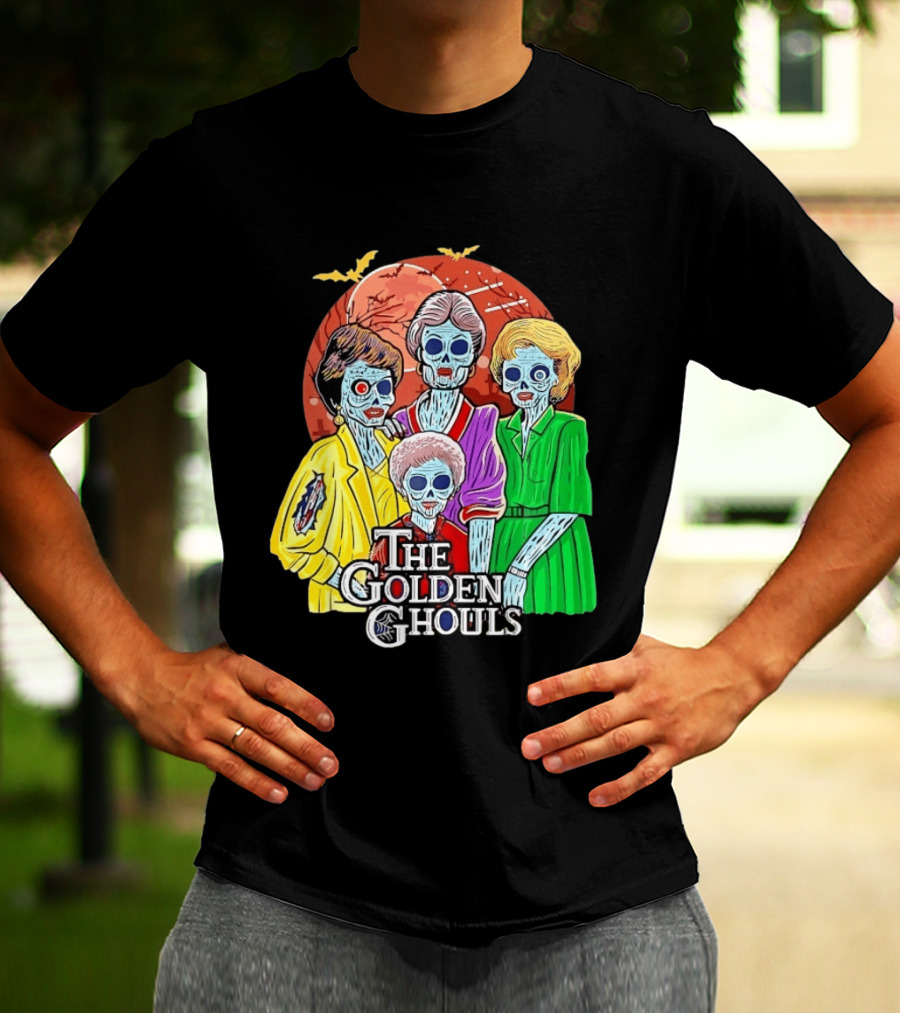 Halloween Zombie The Golden Ghouls Bat Moon T-Shirt