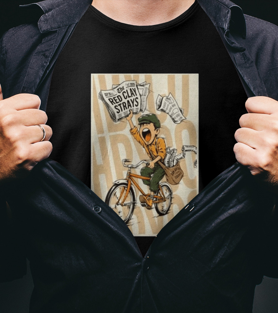 Red Clay Strays Sep 20 2026 San Antonio Frost Bank Center HBYCO Newsboy Bicycle T-Shirt