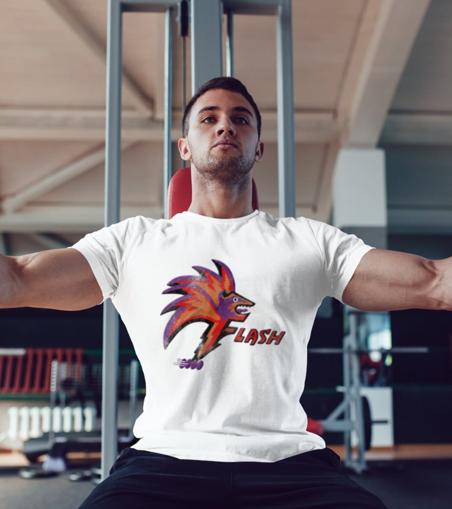 1993 Las Vegas Flash Purple And Orange Retro Wolf T-Shirt