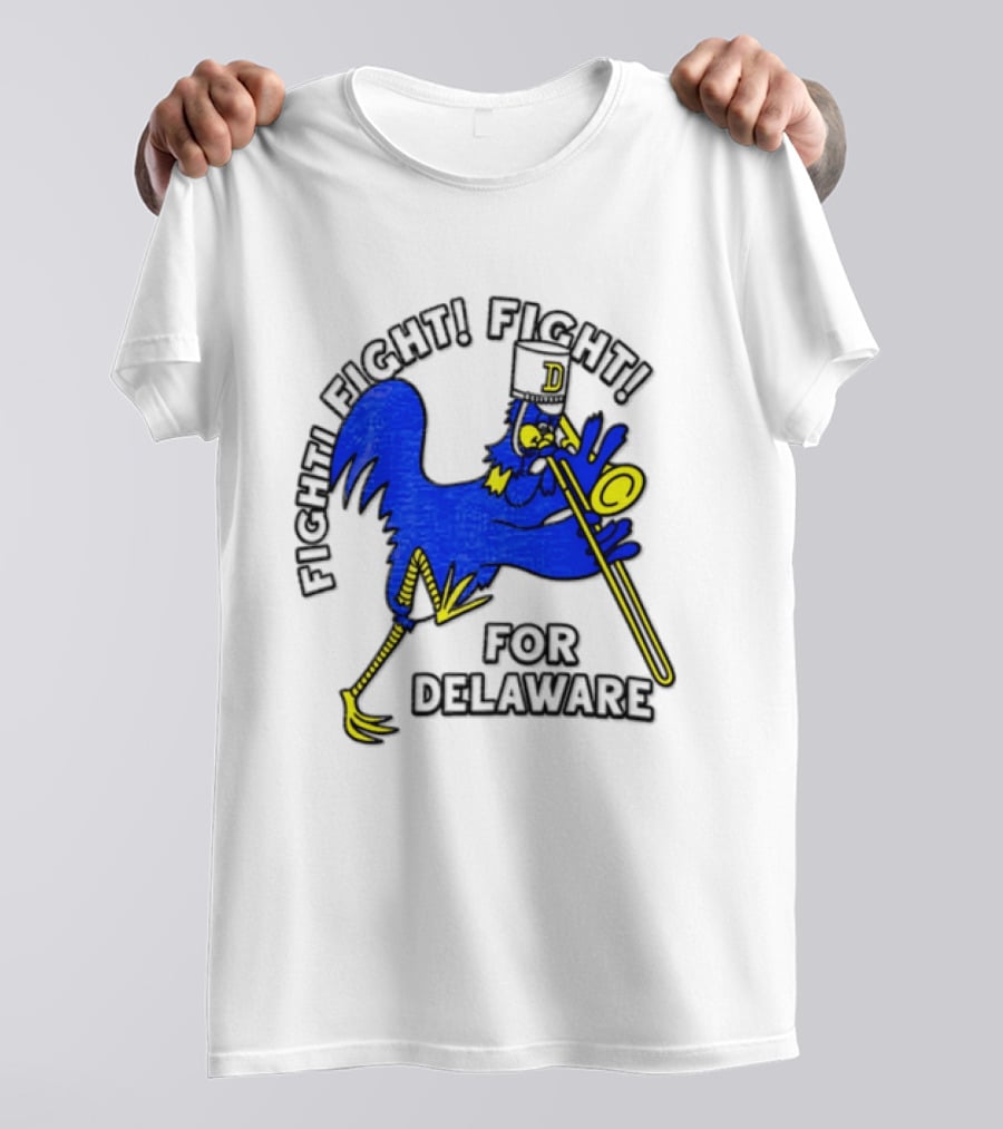Delaware Blue Hens Fight Fight Fight For Delaware Chicken Trombone T-Shirt