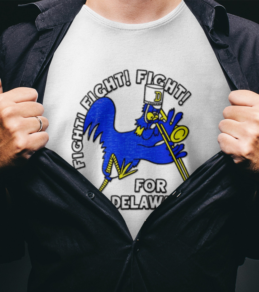 Delaware Blue Hens Fight Fight Fight For Delaware Chicken Trombone T-Shirt