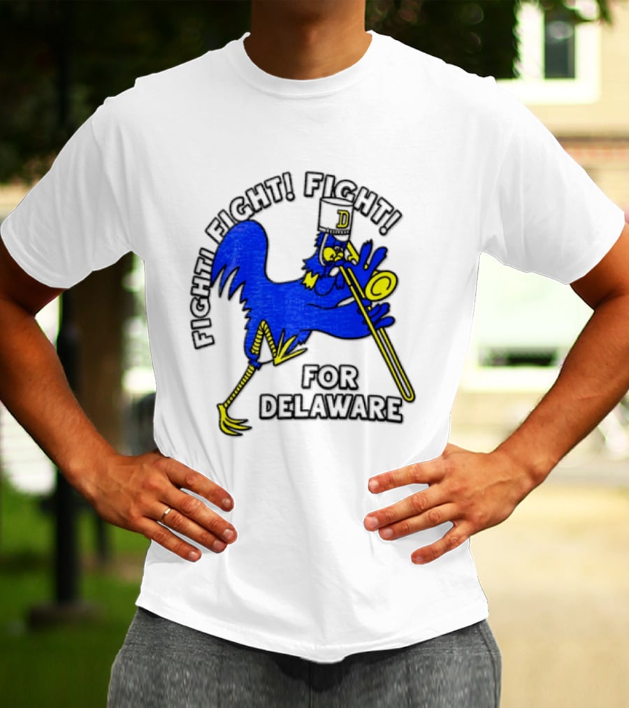 Delaware Blue Hens Fight Fight Fight For Delaware Chicken Trombone T-Shirt