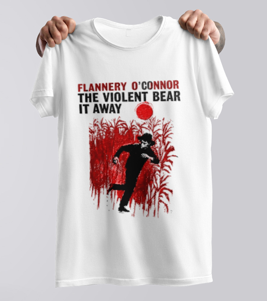 Flannery O'Connor The Violent Bear It Away Red Silhouette In Cornfield T-Shirt