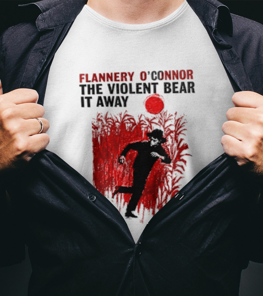 Flannery O'Connor The Violent Bear It Away Red Silhouette In Cornfield T-Shirt
