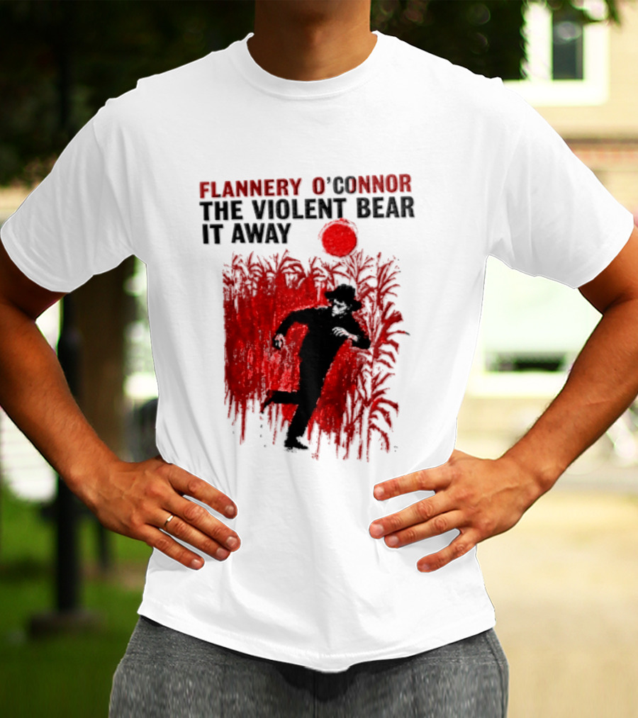 Flannery O'Connor The Violent Bear It Away Red Silhouette In Cornfield T-Shirt