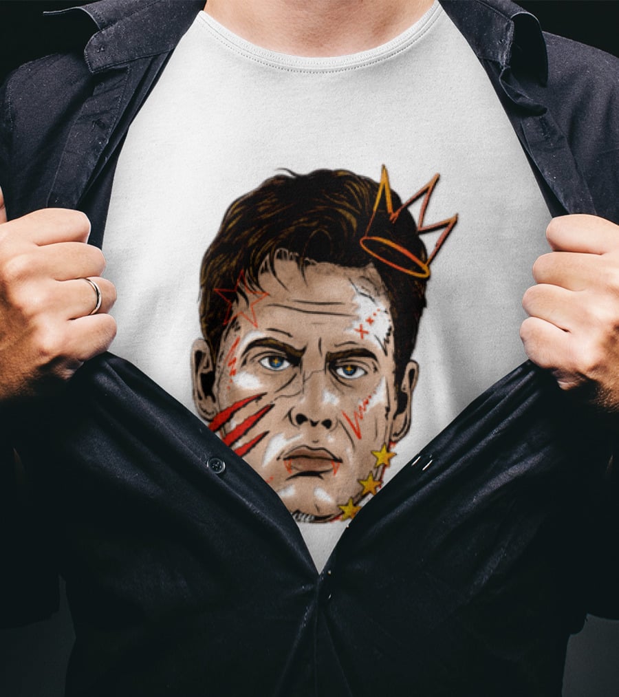 Joe Burrow Fat Head Limited Edition Player Crowned Star Scratches T-Shirt