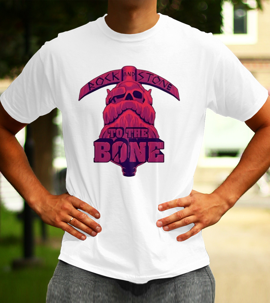 Rock And Stone To The Bone Dwarf Skull Gaming Deep Rock Galactic T-Shirt