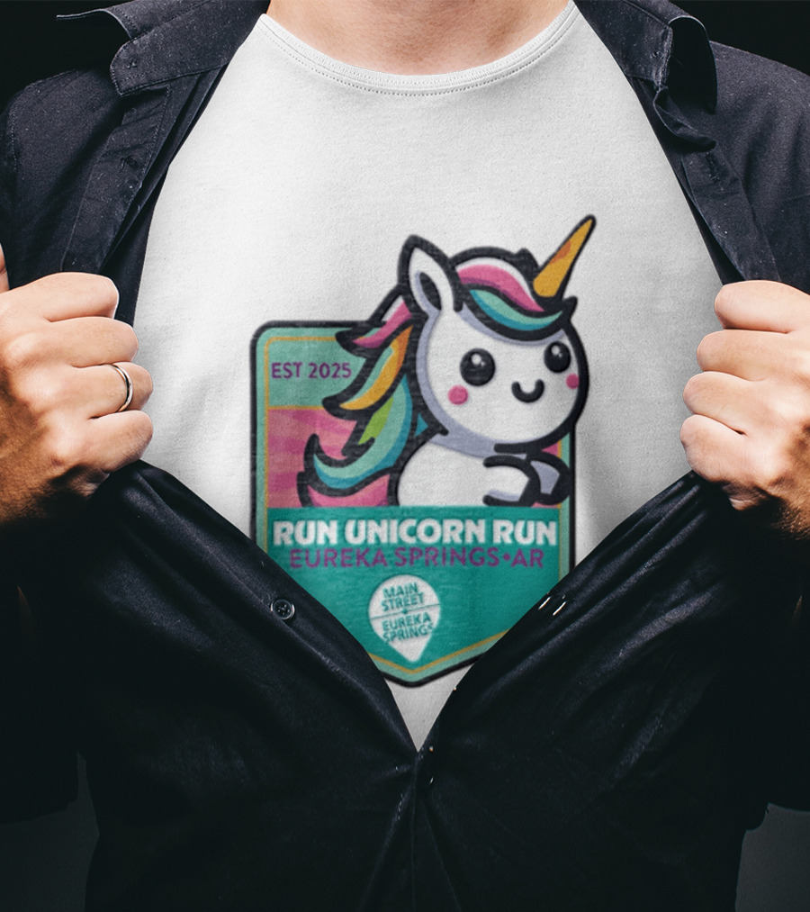 EST 2025 Run Unicorn Run Eureka Springs AR Main Street T-Shirt