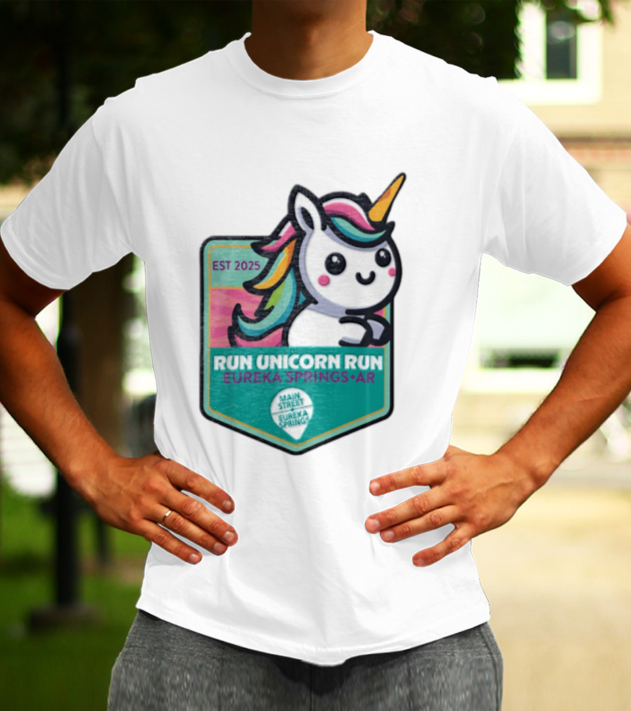 EST 2025 Run Unicorn Run Eureka Springs AR Main Street T-Shirt