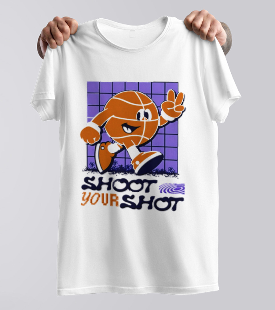 Shoot Your Shot Retro Basketball Character Peace Sign T-Shirt