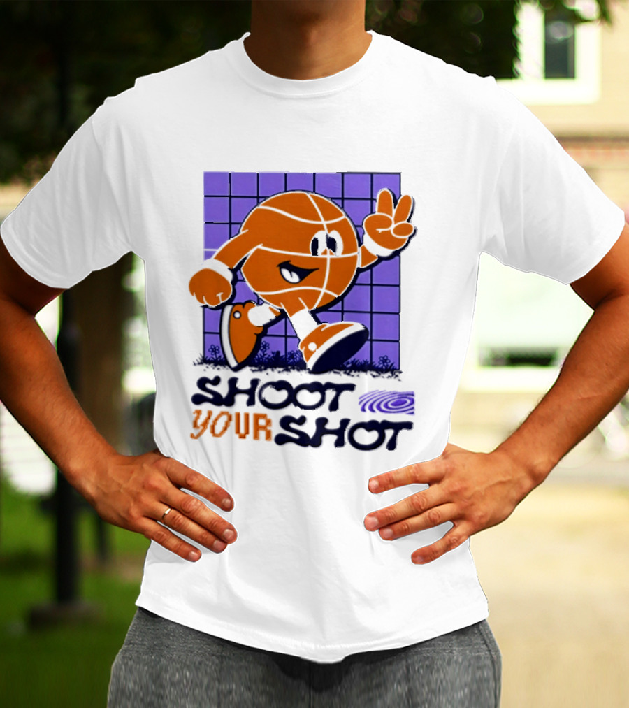 Shoot Your Shot Retro Basketball Character Peace Sign T-Shirt