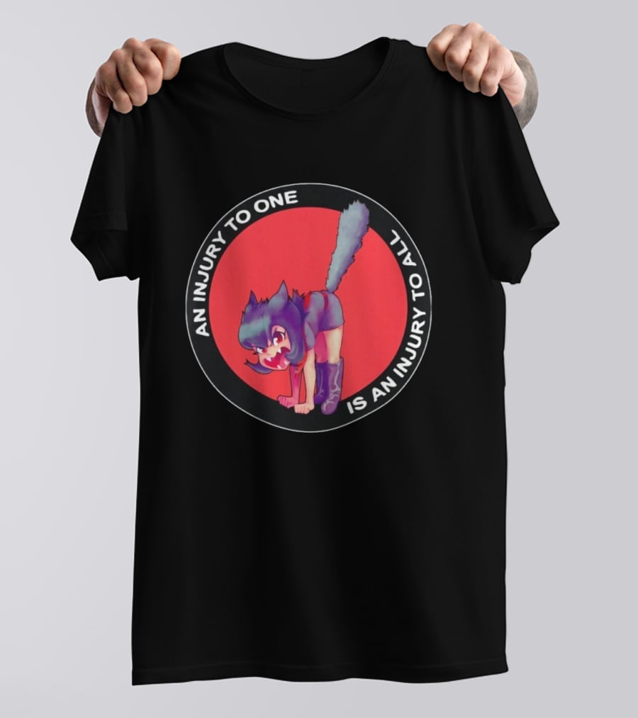 An Injury To One Is An Injury To All Cat Girl Red T-Shirt