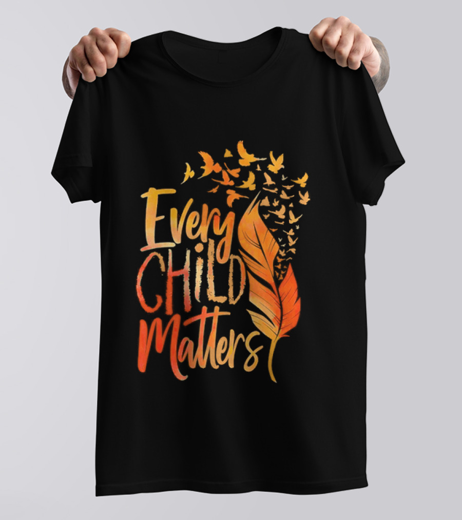 Every Child Matters Feather And Birds Orange Day Awareness T-Shirt