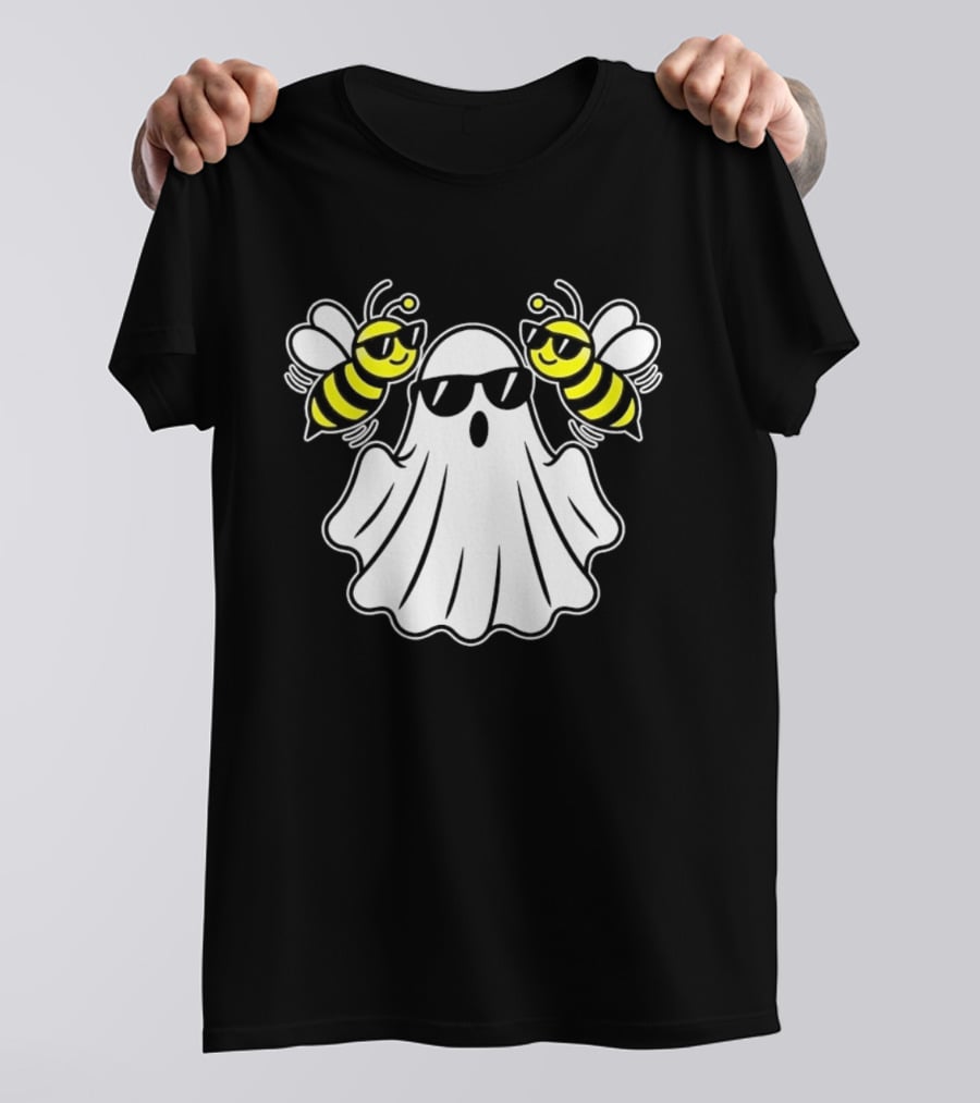 Ghost With Sunglasses And Bees Spooky Halloween Fun T-Shirt