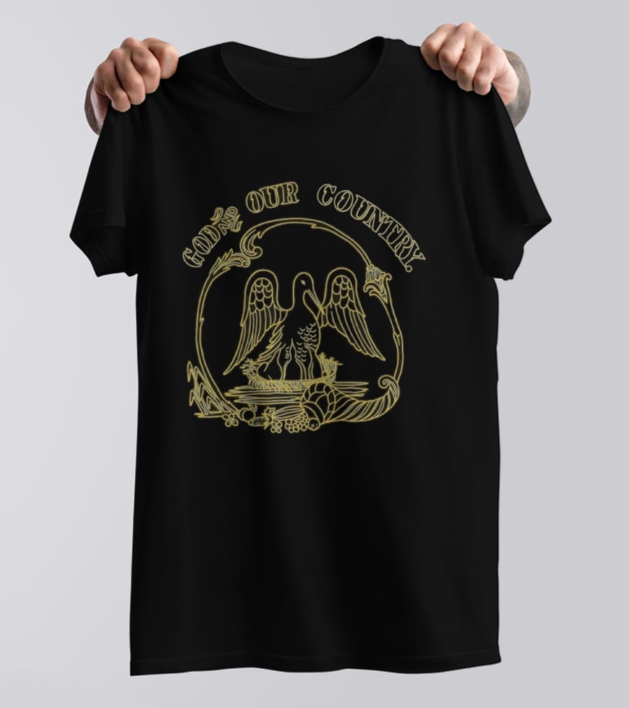 God And Our Country Pelican State Seal Patriotic T-Shirt